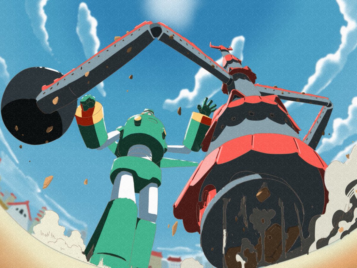 robot mecha no humans cloud sky from below day  illustration images
