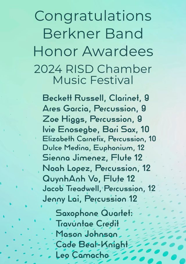 Berkner HS Band (@berkner_band) on Twitter photo Congratulations to all of our students who earned an Honor Award at the RISD Chamber Music Festival today! <a href="/bhsstem/">Berkner High School STEM Academy</a> @kacage Congratulations to all of our students who earned an Honor Award at the RISD Chamber Music Festival today! <a href="/bhsstem/">Berkner High School STEM Academy</a> @kacage