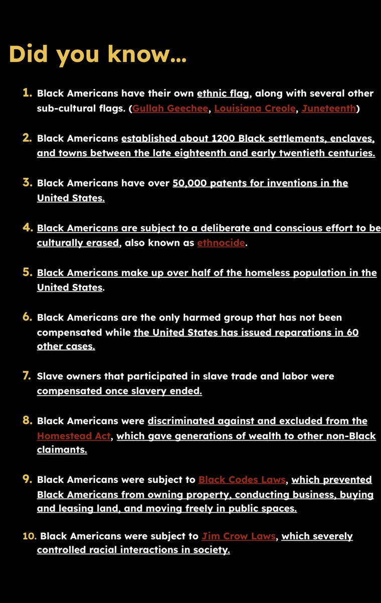 soulfasho's tweet image. These are the top ten facts that all BLACK AMERICANS should know. This should be common knowledge. 

Download PDF for clickable links👇🏾

drive.google.com/file/d/1Ti2-id…
