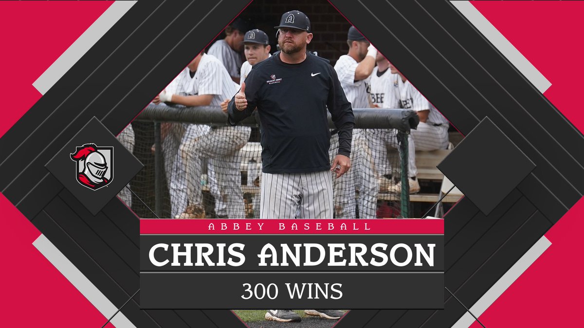 Abbey Athletics #RaisetheRed (@abbeyathletics) on Twitter photo Earlier this afternoon, <a href="/AbbeyBaseball/">Abbey Baseball</a> head coach Chris Anderson reached 300 career wins as head coach of the Crusaders. 
Congratulations to Coach Anderson on reaching this milestone! Earlier this afternoon, <a href="/AbbeyBaseball/">Abbey Baseball</a> head coach Chris Anderson reached 300 career wins as head coach of the Crusaders. 
Congratulations to Coach Anderson on reaching this milestone!