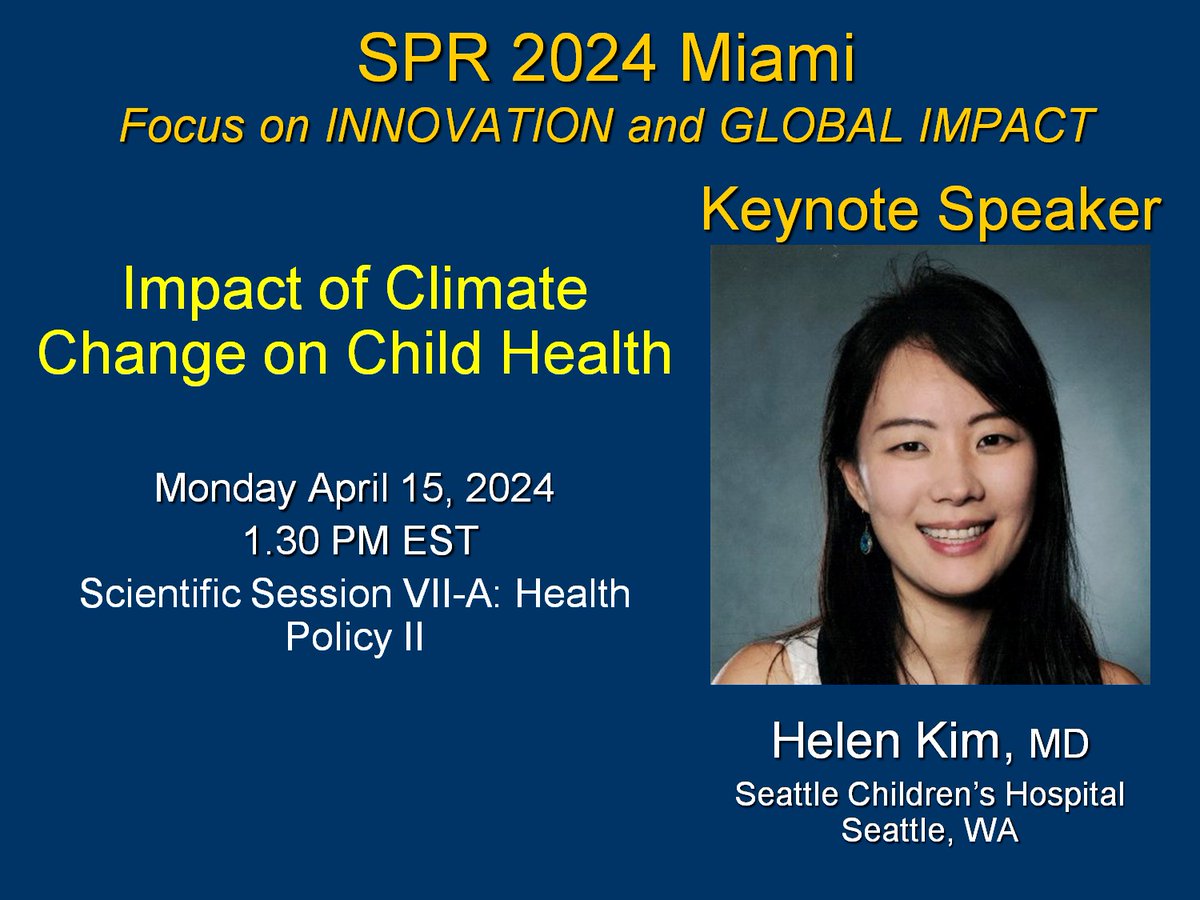 #SPR24 Miami Care about #climate change and future of our kids? Passionate climate change pediatric radiologist @whatherad to discuss impact of climate change on child health! @SocPedRad @ESPRSociety #pedsrad #ImagingOurFuture Full program: spr.org/events/spr2024a