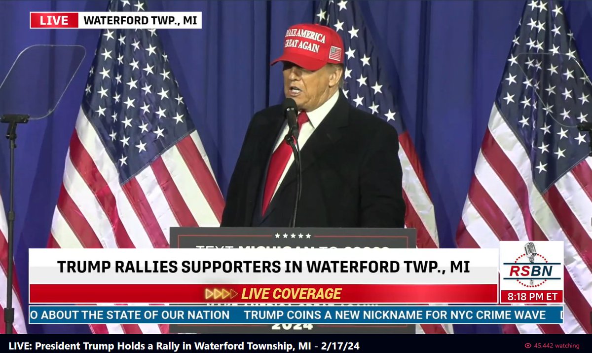 #Trump in Michigan at the latest #TrumpRally: 'You know Nikki Haley - you don't hear much about her anymore - she wants to extend your Social Security by 10 years!' 'Mail in voting is totally corrupt - it has to be.'

#VoteTrump #OneDayVoting #PaperBallots
#Trump2024AmericaFirst