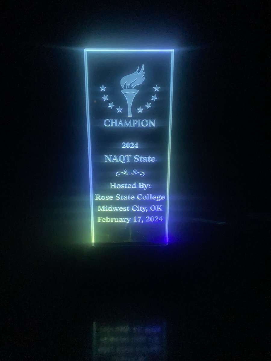 Back to back NAQT state champs! All hail the LED monolith trophy