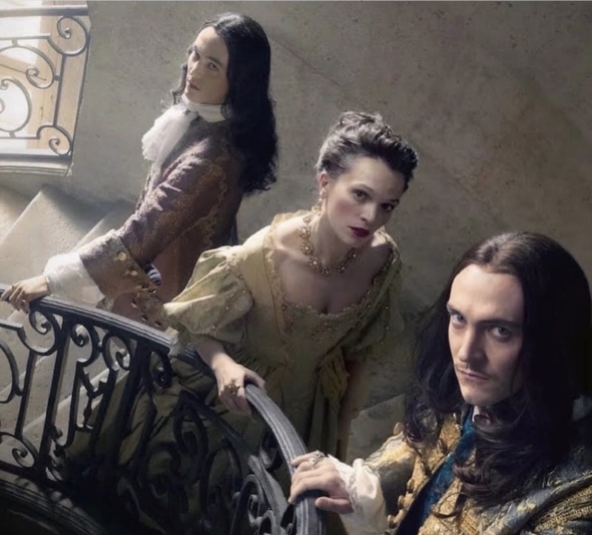 #GeorgeBlagden #AnnaBrewster and #AlexVlahos posing for some #character #intrigue #SunKingSunday #Versailles