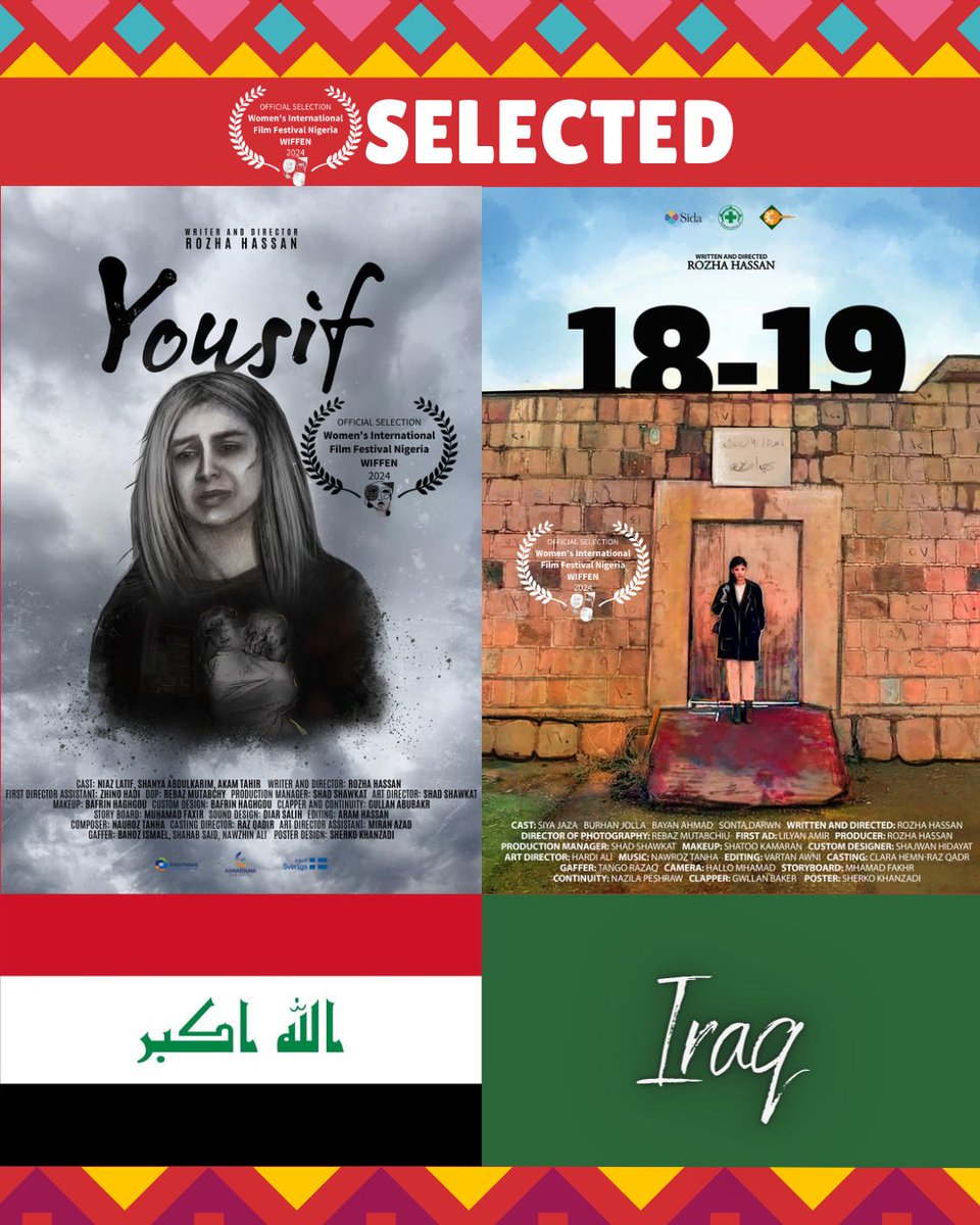 Congratulations Iraq! WIFFEN has selected these awesome films from IRAQ for the eclectic film festival in March 2024. Tell us if you can see your film in the lineup! #WIFFEN24 #WomenCultureFilm #filmfestival #filmfest #wiffen