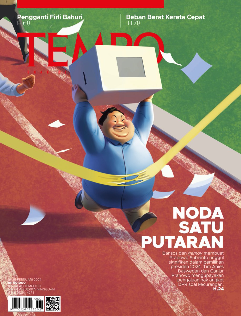 Noda Satu Putaran OK gas, gemoy, bansos. Tiga gimik ini yang menjadi penentu kemenangan Prabowo Subianto, untuk sementara, dalam pemilihan presiden 2024 pada 14 Februari lalu. #MajalahTempo