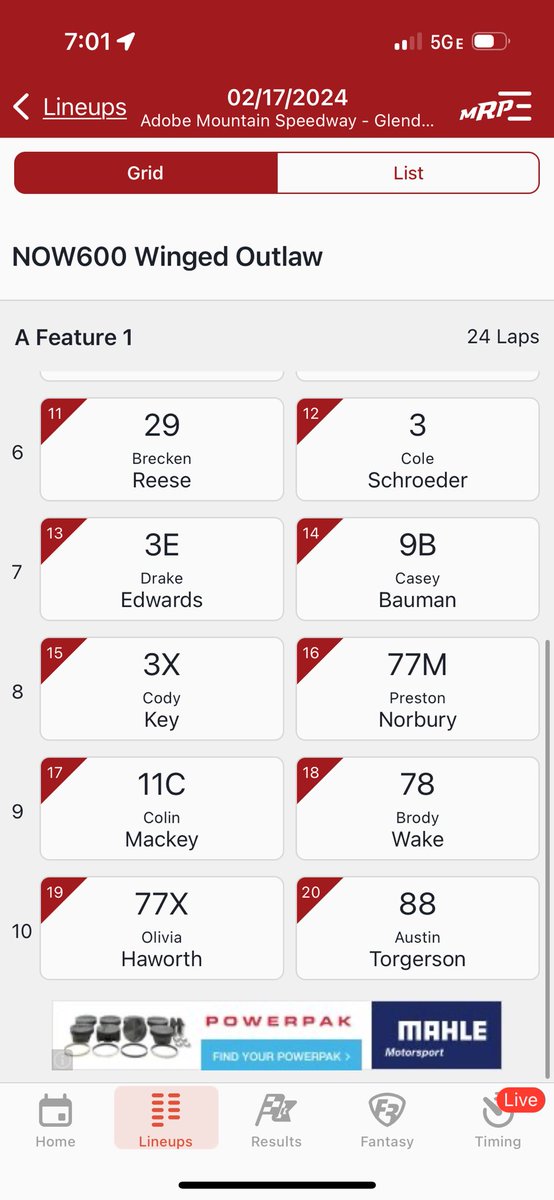 MackeyAutoSport's tweet photo. From winning the B-main the 11c will line up 17th for tonight’s A-Main. https://t.co/5aqpPHwr2x