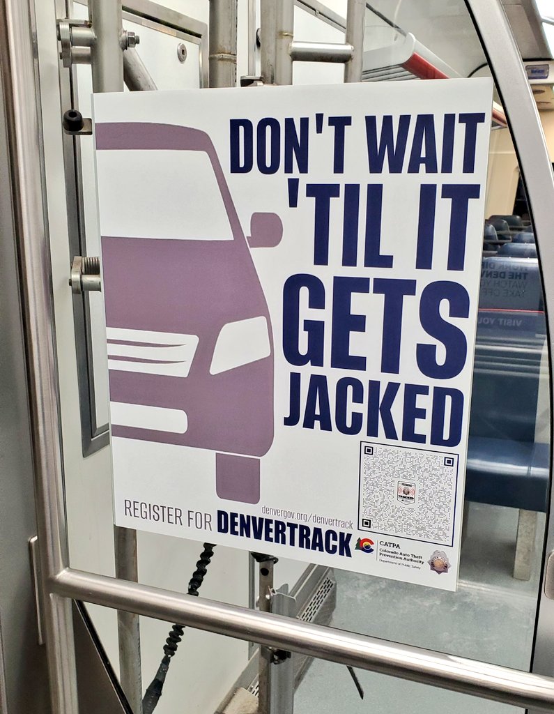 nuevo_ponchoero's tweet image. Visiting Denver - ad on train from airport about registering your car before being carjacked. Meanwhile saw a crashed carjacked car abandoned in the middle of street downtown. Was in Denver only a year ago, 40,000 illegals arrived since then. #progressivism