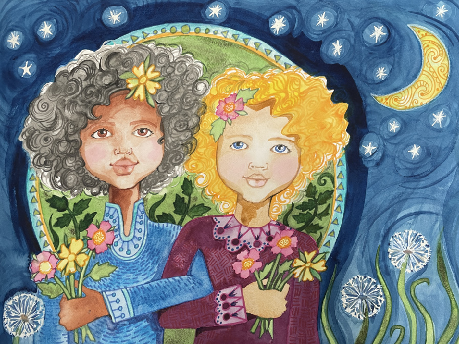 Mbworking's tweet image. #PBPitch Ribbit! What was that? Gigi &amp;amp; Lulu, set forth to solve. A day full of creatures, 2 legged, 4 legged, chirpers &amp;amp; screechers. Wild play then KERSPLASH! Drenched &amp;amp; defeated quickly turns to delight. Gigi points at the 🐸🐸🐸🐸all around, “Look at what we have found!”