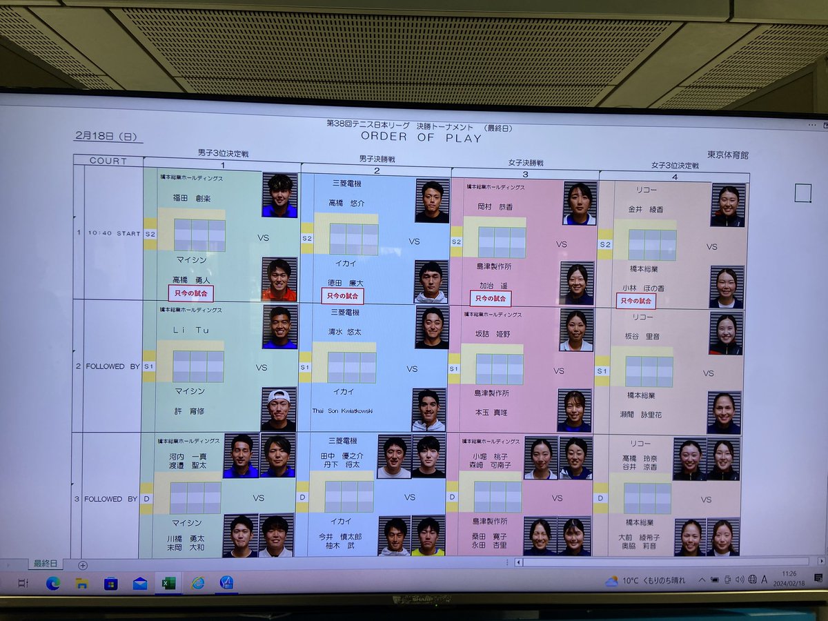 Mc35T4's tweet photo. ＃テニス日本リーグ
＃2月18日OP https://t.co/OK5TY4smU2
