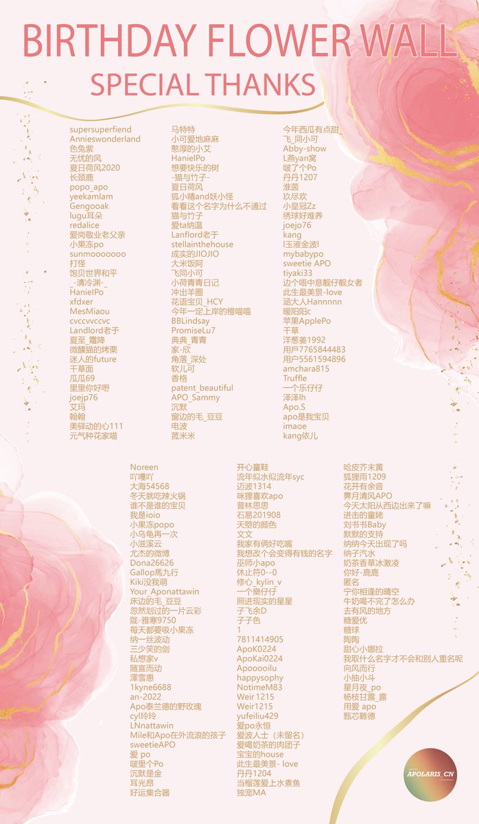 Apolaris_CN's tweet photo. 🌟All For Apo Nattawin - Thriving in your 30s ! 🌟

🔸Love Surrounds You---Money Flower Wall🔸

💰🌸Money Flower Wall·Journey🗺️

✨As our first birthday design,throughout the creative process, we contemplated how to express the significance of turning thirty.
✨Ultimately, we chose the theme of "journey".

✨On life's path, each person treads, a unique expedition.
✨Apo's path, adorned with sunshine and storms bestowed,caressed by gentle spring breezes, yet winter frost☀️☁️🌙
✨Along this path, Apo finds companionship and support, yet oftentimes, he forge ahead alone.

✨Having traversed thirty years, witnessing the cyclical beauty of the seasons, 
✨Apo has measured countless mountains and rivers with each step, standing tall, resolute, and steadfast🐾🐾
✨The future lies ahead, where life's answers unportrayed.

✨May your heart harbor valleys and peaks
✨May your eyes witness the world's vastness unafraid
✨With each step, may you walk and sing, unswayed,encountering a happier self in life's rhythm💛

*Thanks to X @bibbbabbbubb  for granting permission

@Nnattawin1💕💕 
#Nnattawin #apocolleagues 
#NattawinBDproject24