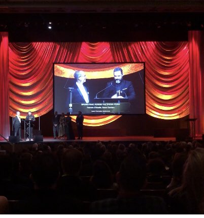 This was fast! First of the evening! Congratulations @okeefe_artist and Dean Gordon!! #annieaward2024 #productionsesign #SpiderManAcrossTheSpiderVerse