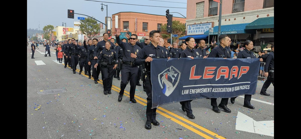 Today, LAXPD Chief Rhambo & Captain Rodriguez attended the Golden Dragon Parade in Chinatown along with Law Enforcement Association of Asian Pacifics.