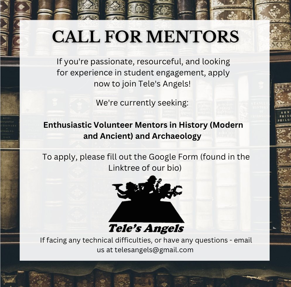 Calling all History and Archaeology students! Have you got a passion for the past and for helping your peers? Come join us in 2024 as a Tele's Angels Mentor!