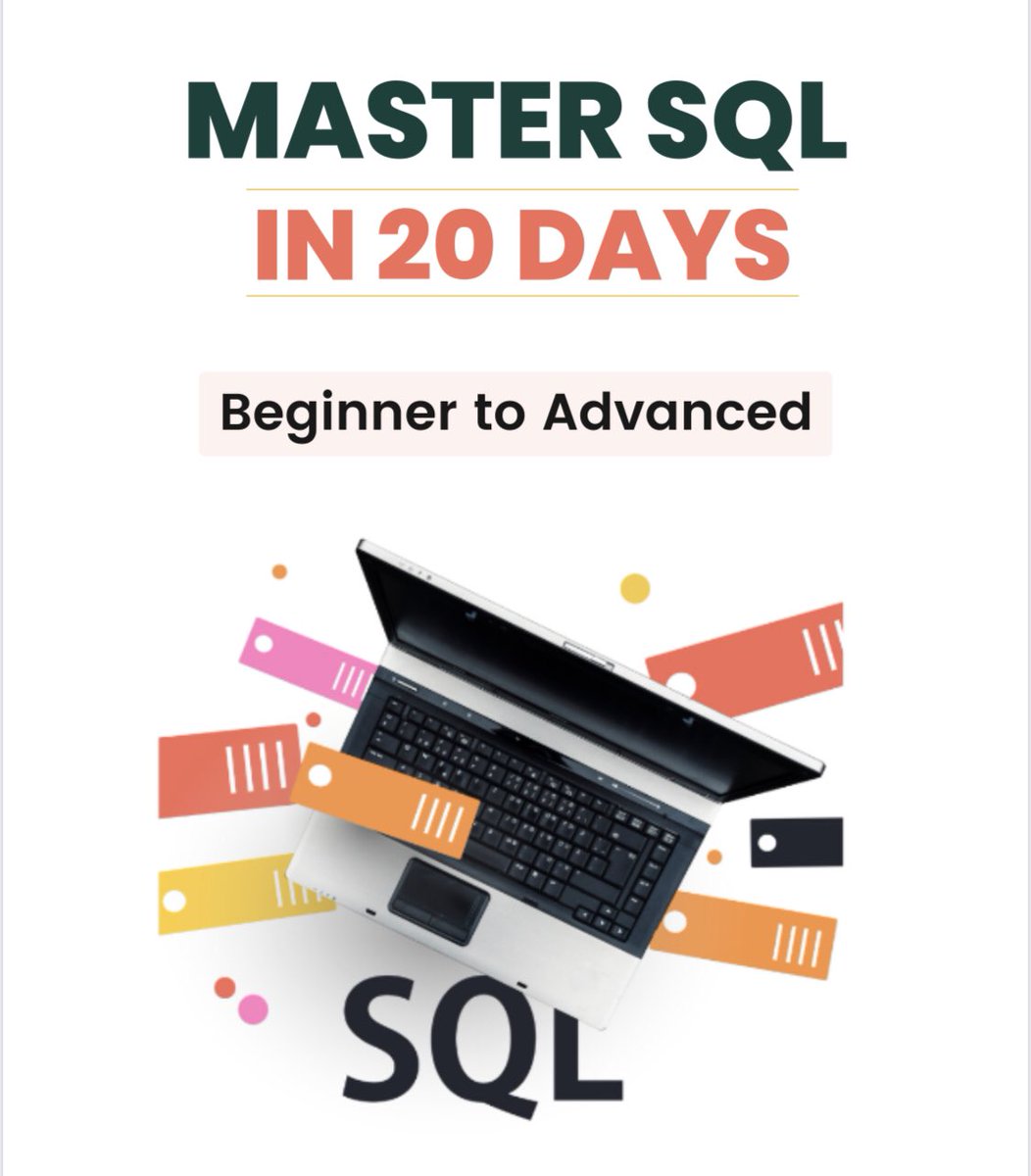 𝐌𝐚𝐬𝐭𝐞𝐫 𝐒𝐐𝐋 𝐢𝐧 𝟐𝟎 𝐃𝐚𝐲𝐬 ‼️🤯
🚨 ꜰʀᴇᴇ ꜰᴏʀ 24 ʜᴏᴜʀꜱ only 👈🏻

[ Bookmark 🔖 ]

To Avail the opportunity 👈🏻

Just Do (to get it)
☑️ Follow &amp; like
☑️ Retweet &amp; share 
☑️ comment "SQL" to get Access 

#Sql #languages #DataScience #DataScientists