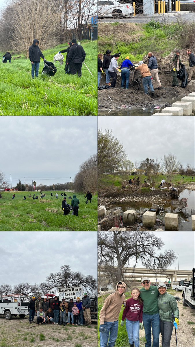 KSABeautiful's tweet photo. A chilly morning didn’t stop this crew! Basura Bash volunteers showed up to clean the Zarzamora Creek @cityleonvalley 💪🏼 A special thanks to River Aid San Antonio @BasuraBash for organizing this city-wide waterways cleanup @COSAGOV #BasuraBash #volunteer #keepSAbeautiful https://t.co/wRNfSUCvrS