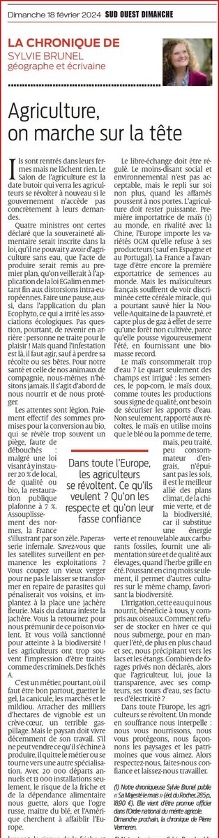 FPetorin's tweet image. Toujours les mots justes Sylvie Brunel !!
Si certains pouvaient l'entendre !!
@Agri_Gouv @MFesneau @emma_ducros @GeWoessner @Fragritwittos