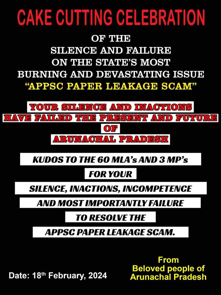 YLenmem's tweet photo. #PM_NarendraModi_solve_APPSC_Paperleakage_fiasco #CM_PemaKhandu_solve_APPSC_Paperleakage_fiasco

@BJP4India 
@PemaKhanduBJP 
@KirenRijiju 
@narendramodi 
@RahulGandhi https://t.co/ku523uwzoX