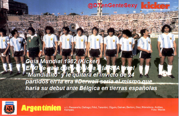 DTenGenteSexy's tweet photo. @NDGDKempes El XI de gala 🇦🇷 que venciera a la RFA 🇩🇪 en el ''Mundialito'' y le quitara el invicto de 24 partidos en la era #Derwall seria el mismo que haria su debut ante Bélgica en tierras españolas. Aqui otra fotografia de aquel dia, posando para entonar el himno nacional ⚽️ https://t.co/uOfOfzANYe