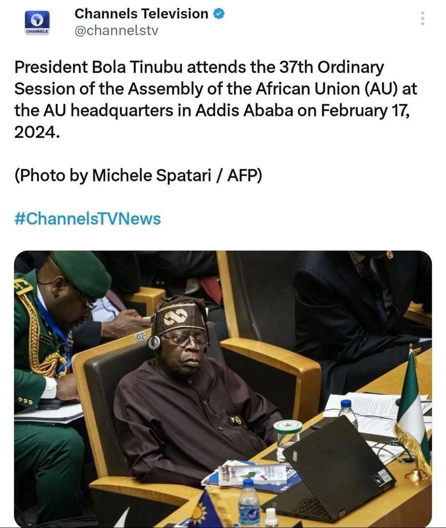 Dolusegun16's tweet photo. Mr. President had such a great outing and gave one of, if not the most inspiring speech at the AU summit.

Spoke about the proposed African Central Bank expected to kick off by 2028. Spoke about the importance of unity and a new approach to governance across the continent.

Guess what the media back home decided to push? 

The ones I pity the most in all of these are their young audiences who miss out on important developments because those they listen to continue to shield them from what they need to know at the expense of what will trend.

@GuardianNigeria @channelstv