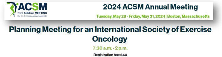 But we can do much more: ✅ The Intl Society of Exercise Oncology #ISEO w a dedicated conference marks a pivotal advancement in #ExerciseOncology I encourage your attendance at our inaugural meeting (May 28) #ACSM24 @ACSMNews 👉acsm.org/annual-meeting… Pls Retweet 😉