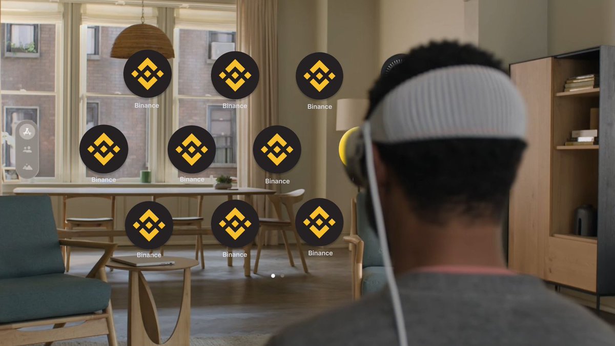binance's tweet photo. POV: you ask me to help set up your new Apple Vision Pro. https://t.co/hAu7jzA7vw