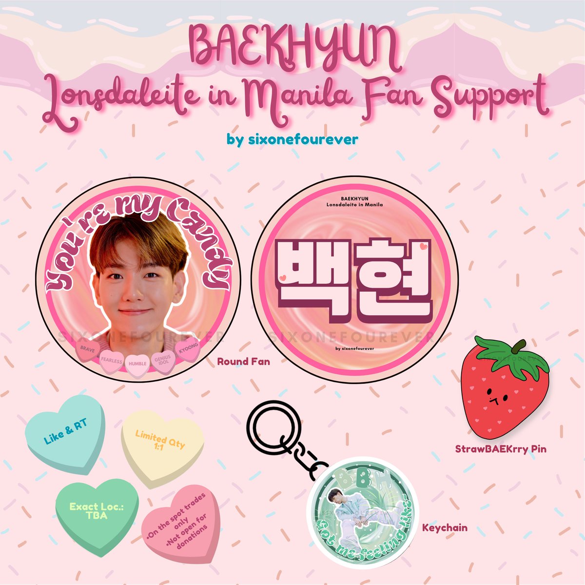 ✨️#LONSDALEITEinMANILA fan support by sixonefourever✨️

🍓 Please Like &amp; RT
🍓 Limited Qty - Strictly 1:1
🍓 Time &amp; Loc: TBA

See you guys on April 13! 🤍

#2024BAEKHYUNAsiaTour #Lonsdaleite #BAEKHYUNinManila #LonsdaleiteinMNL