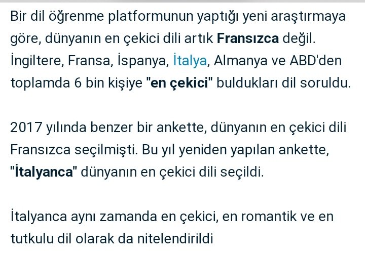 DÜNYA 'DA, EN ROMANTİK EN ÇEKİCİ VE EN ETKİLEYİCİ DİL OLARAK İTALYANCA SEÇİLMİŞ.,..? İSTANBUL TÜRKÇE'Sİ DURURKEN....! BİZİM GÜZEL ÜLKEMİZ VE GÜZEL TÜRKÇE'MİZ NEDEN İLGİLERİNİ ÇEKMEZ ANLAMIŞ DEĞİLİZ....