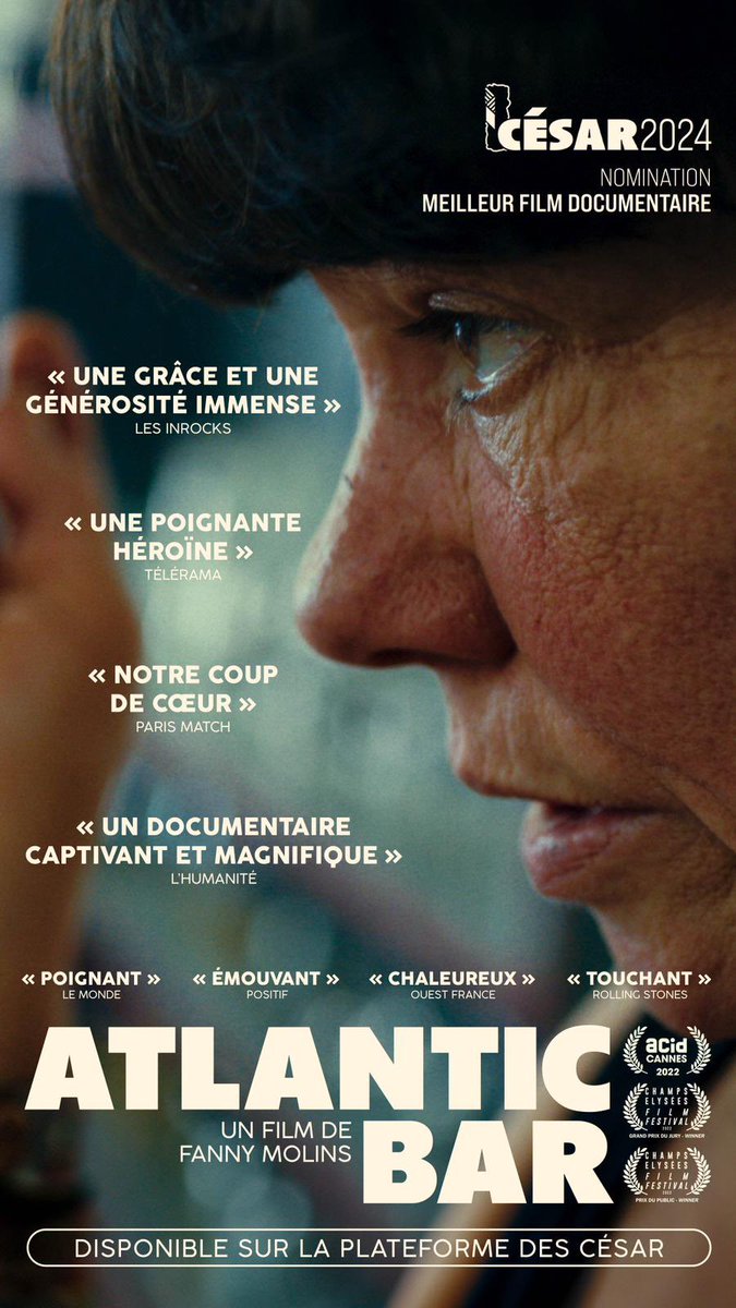SolabFilms's tweet image. 🌟 A l’attention des membres de l’Académie des #Cesar2024 Votez Atlantic Bar, nommé pour le meilleur film documentaire ⭐️ 

@ChloeServel 
#FannyMolins
@AssociationACID 
@CEfilmfestival 
@alchimistesfilm 
@Les_Cesar