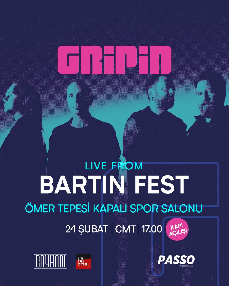 🎵Live From Bartın Fest 🗓️24 Şubat Cumartesi 🎫 Biletler: passo.com.tr/tr/ara?searchQ… @BayhanMuzik #gripin #gripinTurnede
