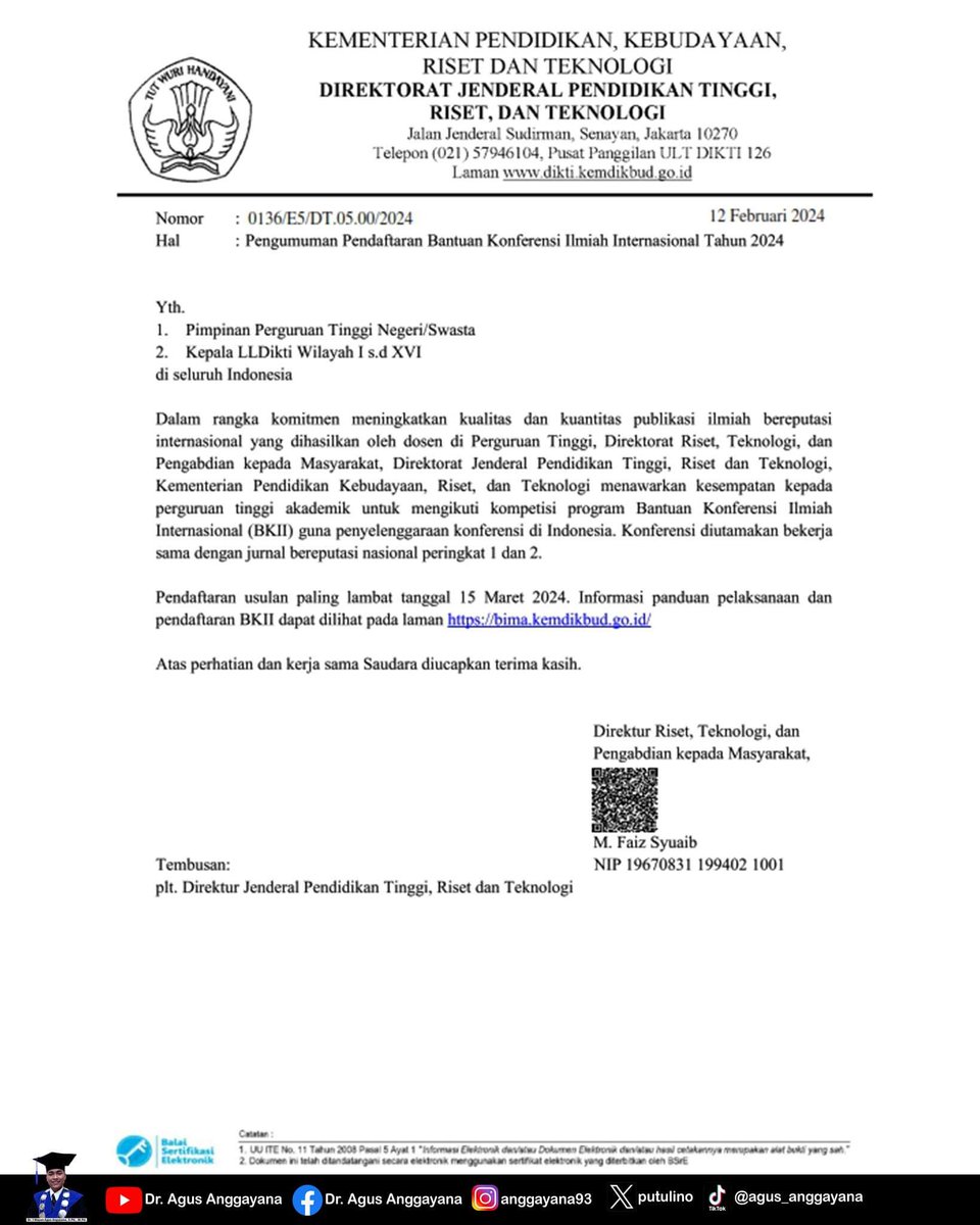 putulino's tweet image. Pendaftaran Bantuan Konferensi Ilmiah Internasional Tahun 2024

#panduan
#konferensi
#internasional
#perguruantinggi
#kampus
#dosen
#iwayanagusanggayana
#agusanggayana
#dragusanggayana