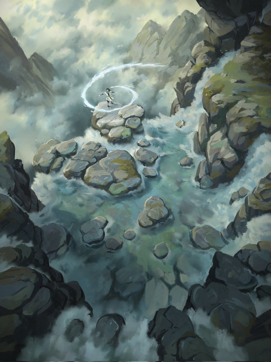 joeypoolart's tweet image. &quot;On the Edge&quot;

I&apos;ve been getting into a high-fantasy mood lately, so here&apos;s a warrior doing magic next to a pictoresque waterfall