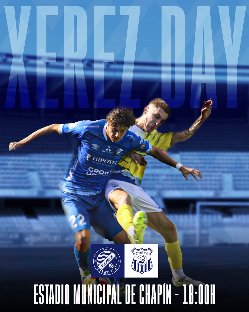 XerezDFC's tweet photo. ⚽️💙 ¡𝐇𝐨𝐲 𝐞𝐬 𝐝𝐢́𝐚 𝐝𝐞 #XerezDFC!

🛤️ 𝐕𝐨𝐥𝐯𝐚𝐦𝐨𝐬 𝐚 𝐥𝐚 𝐬𝐞𝐧𝐝𝐚 𝐝𝐞 𝐥𝐚 𝐯𝐢𝐜𝐭𝐨𝐫𝐢𝐚

🏆 J22. #TerceraFederación
🆚 @Coria_CF
🏟️ Chapín
🕕 18:00 horas
📺 https://t.co/Hb0lqbsC5K
📻 #XerezDeportivoRadio
#⃣ #XerezCoria

#LibreYNuestro https://t.co/K68wPIZCxQ