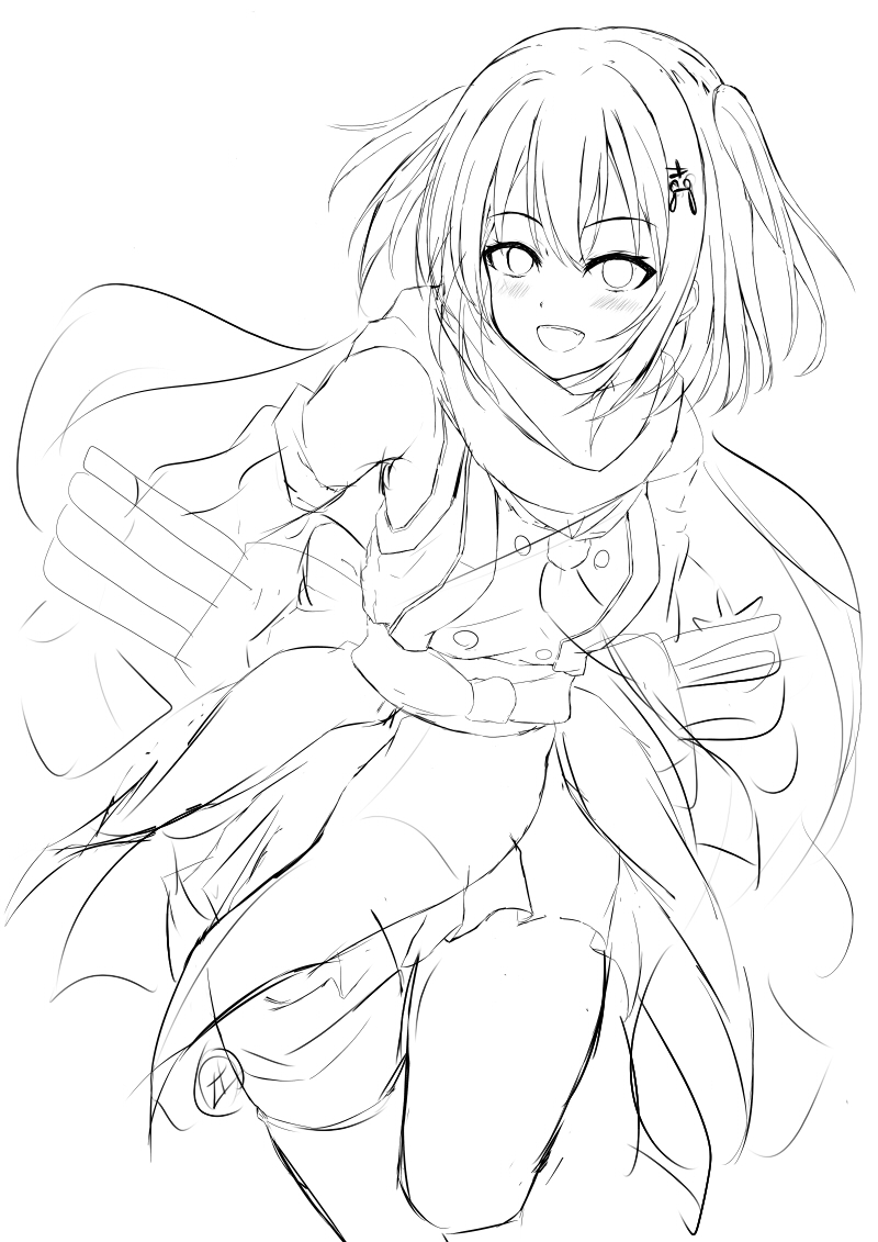 顔アップのつもりが体まで描き始めてしまったwip 