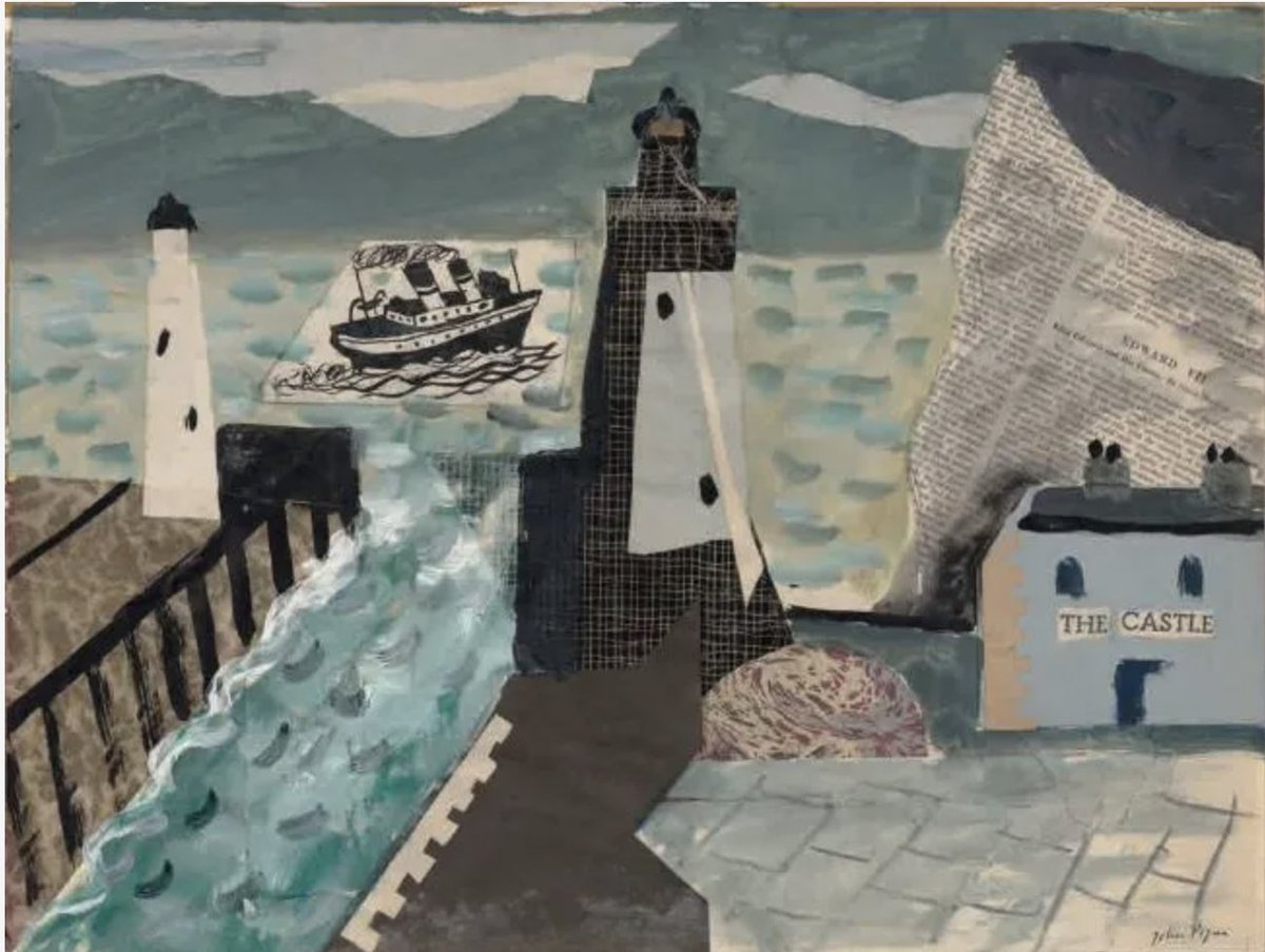 Newhaven's Mystery Pub This collage by John Piper, Newhaven, The Castle, 1934 clearly shows a pub with this name. Where is it? rosamagazine.co.uk/mystery-castle/ #Johnpiper #Newhaven #lostpub #sussex