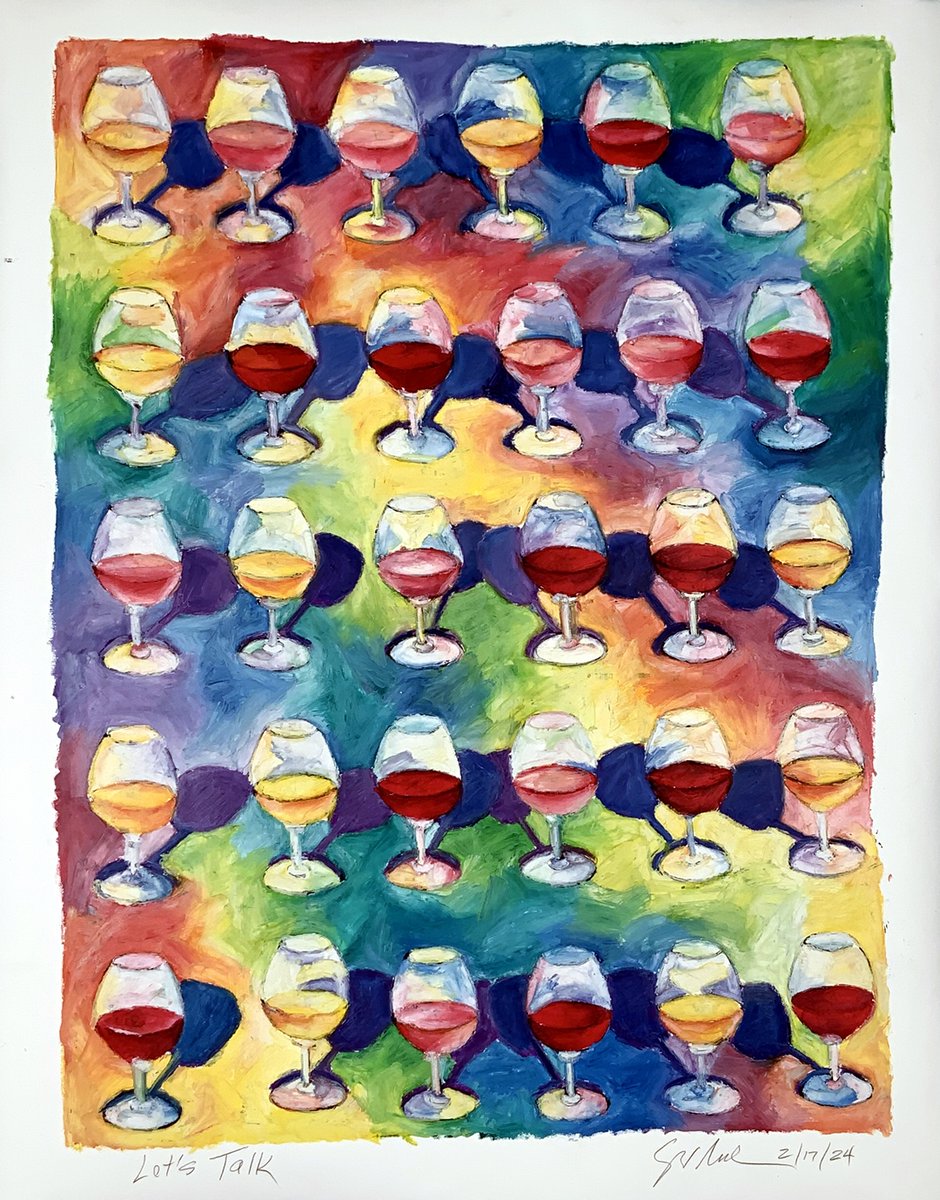 ArtofCycling's tweet photo. "Let's Talk" 2024
53"x40" Oilsticks and lino print on paper
#newart #art #artwork #mixedmedia #wine #redwine #whitewine #rosewine #rose #rouge #vinrouge #vinblanc #vinrose #linocut #linoprint https://t.co/mT82zNFZn5