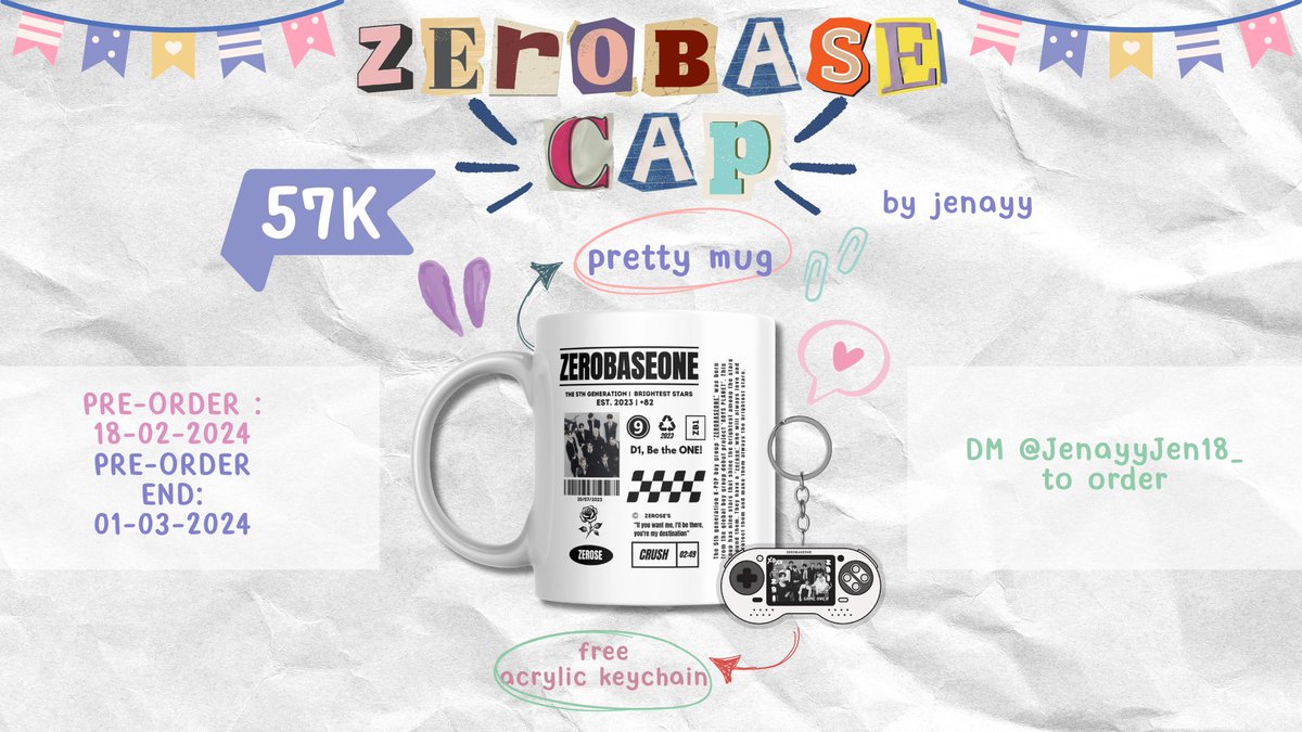 !¡HELP RT¡! ⋆୨♡୧⋆ OPEN PRE-ORDER ⋆୨♡୧⋆ ZEROBASECUP Item! ୨ৎ ceramic mug ୨ৎ Free acrylic keychain ୨ৎ Get several pre-order benefits DP bisa di cicil 2x selama masa pre-order Close 01 March 2024 DM @JenayyJen18_ to order Please scroll for more detail~~