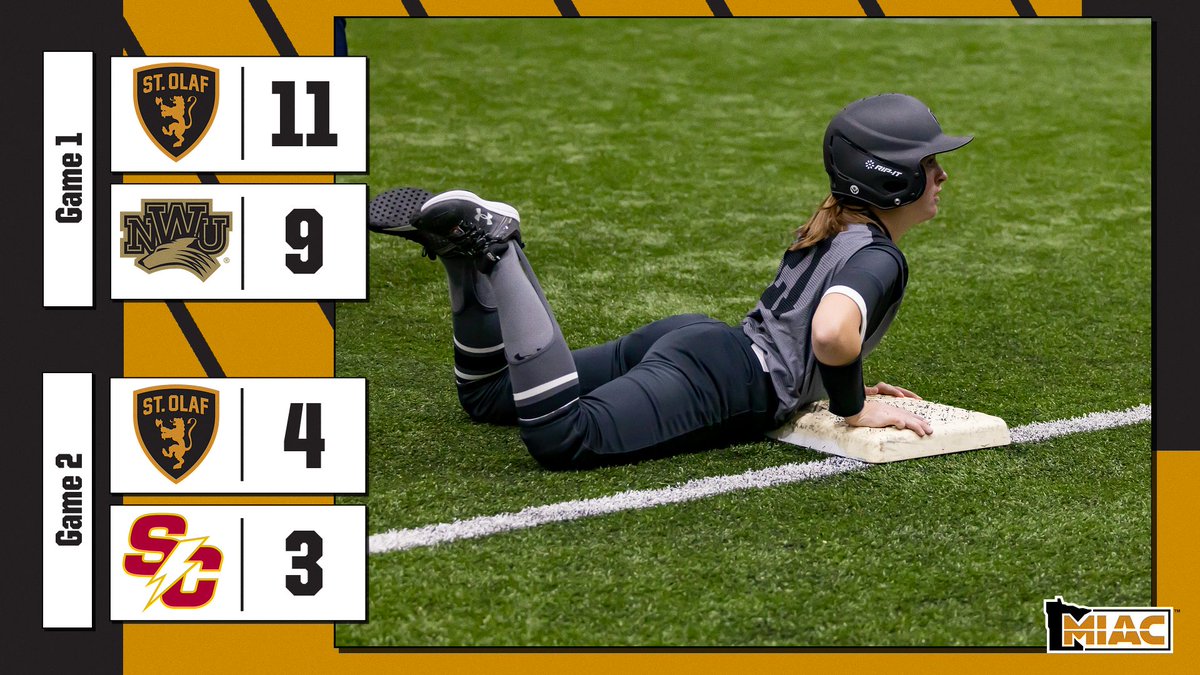 A seventh-inning rally to walk if off and complete a season-opening sweep! 🧹

GAME 1 BOX: athletics.stolaf.edu/sports/softbal…

GAME 2 BOX: athletics.stolaf.edu/sports/softbal…

#UmYahYah | #OlePride | #d3sb