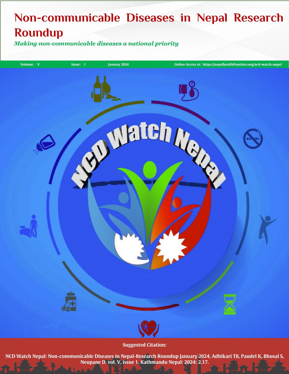 The first issue of #NCDs in #nepal 📷📷 #ResearchRoundup for the year 2024 is out now. It has covered the topics of mental health, chronic obstructive pulmonary diseases, diabetes, cancer, obesity, and tobacco use.
nepalhealthfrontiers.org/.../NCD-Watch-…...
#ncdwatchnepal
#ActOnNCDs #BeatNCDs