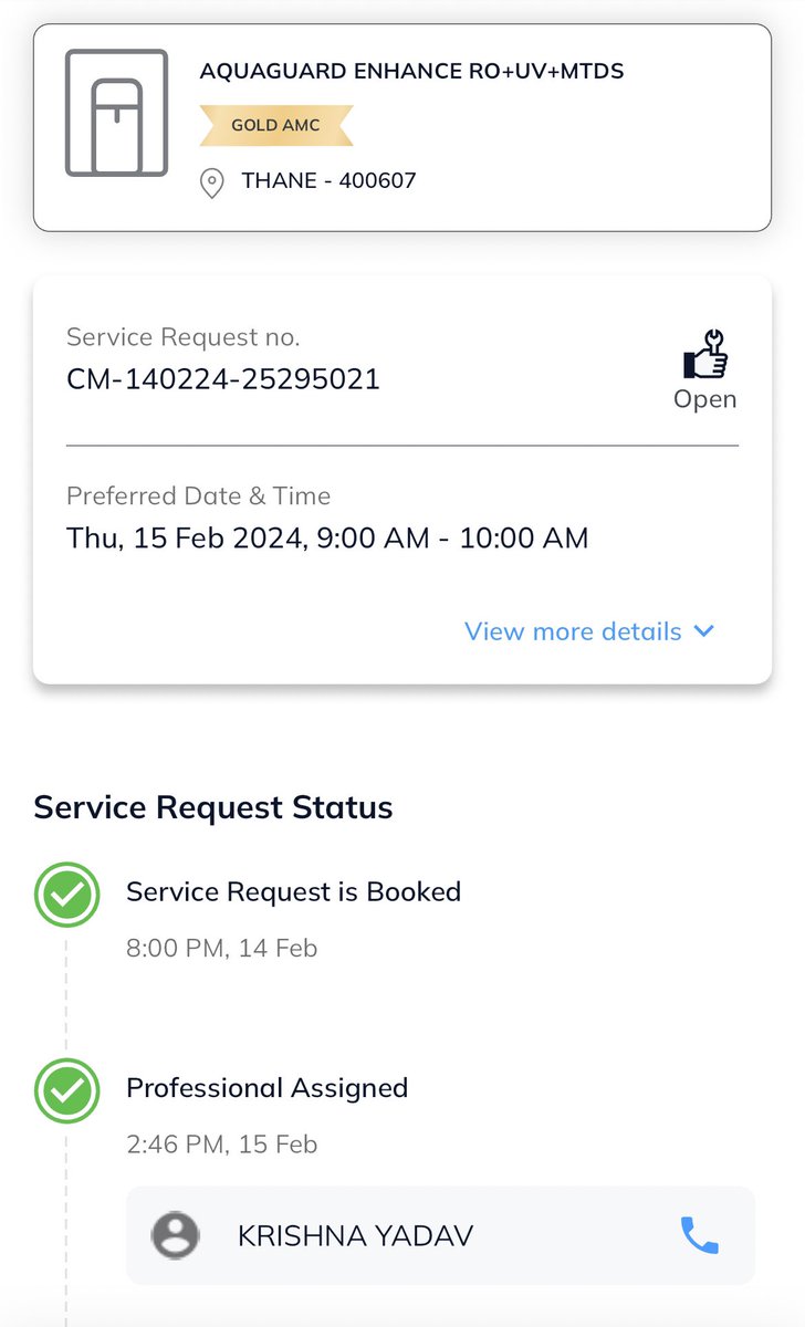 NehalSh77844548's tweet photo. @EurekaForbes So disappointed that I purchased this water purifier. 

Complaints: raised on 15th Feb 24. 3 days later no response in spite of at least 50 calls with the customer care. 

They sold me an AMC, took advance of 5k with a promise of service whenever there is an issue! https://t.co/fiOqKlNTUF