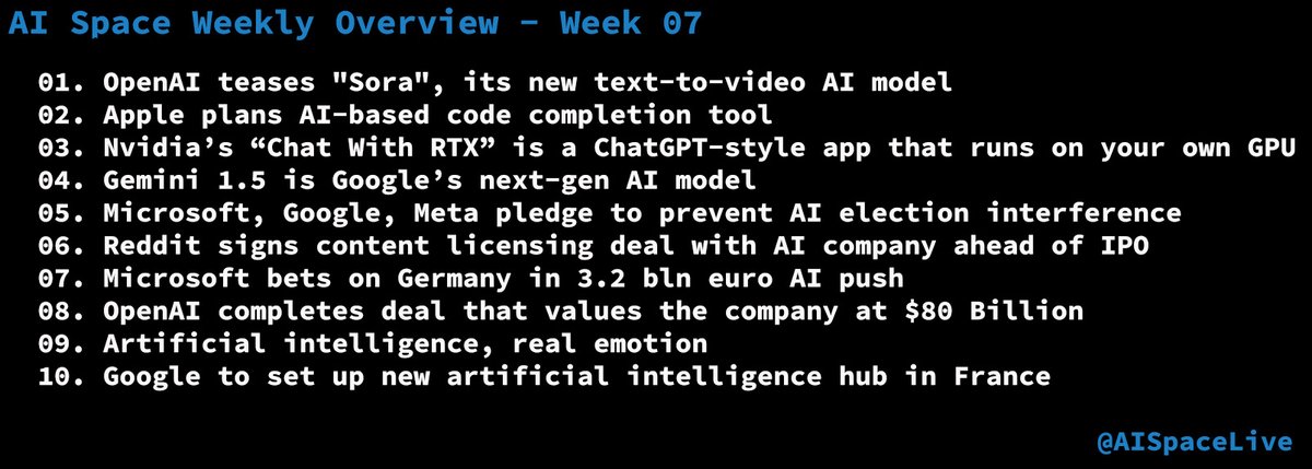 ibistar_en's tweet photo. The weekly AI overview is here to keep you informed on the top stories and latest news in AI.
#AI #News #Overview #Week07 #AISpace
(1/11)