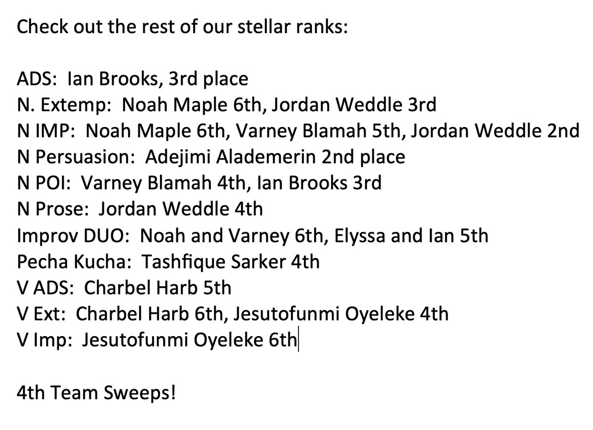 UIndySpeech's tweet photo. We did big things again! Check out your UIndy Speech &amp; Debate Team at the IFA State Championship!

V IMP: Charbel Harb is State Champion!
N DUO: Noah Maple &amp; Jordan Weddle are State Champions!

Dr. Stephanie Wideman-Director, UIndy Speech &amp; Debate IFA Coach of the Year! @uindy https://t.co/abUm271Cu9