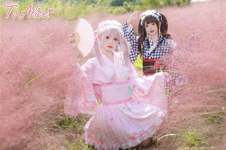 Toalice いちごギンガムチェック浴衣セット ピンク 心地よし Sサイズ Toalice いちごギンガムチェック浴衣セット ピンク 心地よし Sサイズ