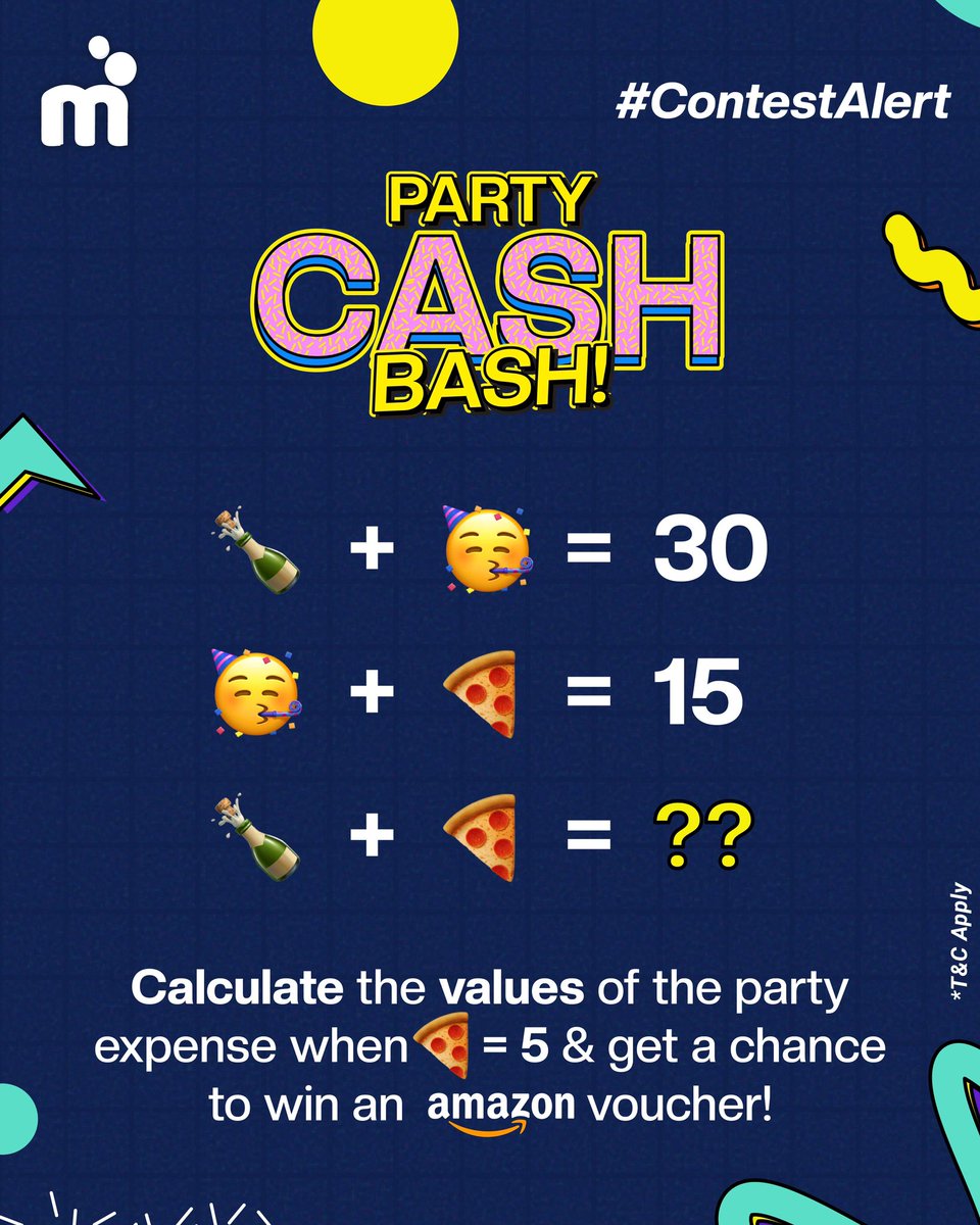 💥CONTEST ALERT💥
🎉 It's time for the PARTY CASH BASH Contest with mPokket 🎉 Put your math skills to the test & guess the correct value of the emoji to win big with mPokket💰Join the fun & stand a chance to win an Amazon voucher🛍️🎁

#ContestAlert #GuessGame #Fintech #mPokket