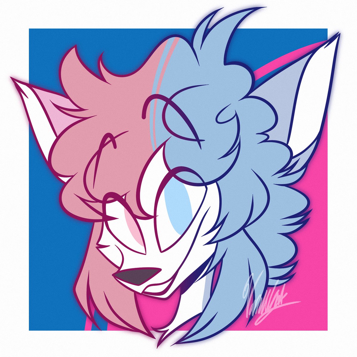 Vanillante's tweet photo. Recent commission for @SestraTheArctic! 🩷🩵 https://t.co/2tEei28fUa