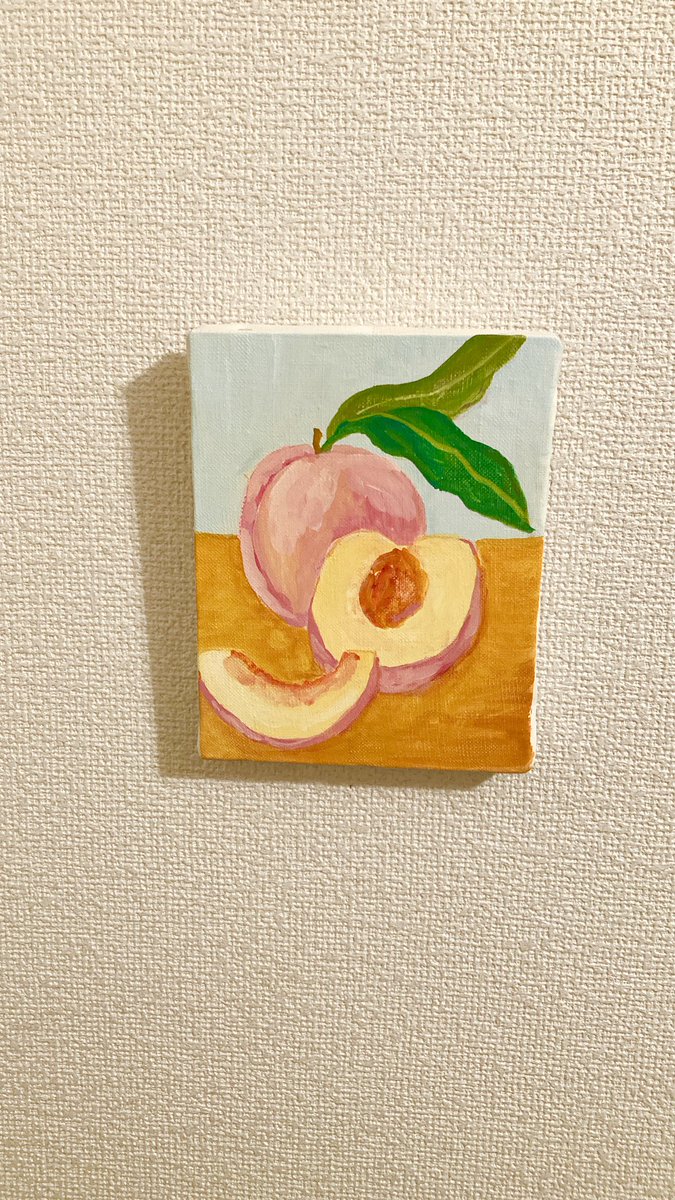 Inunkundayo's tweet photo. アクリル絵の具で描いた桃🍑早く桃の季節になって欲しい。#桃　#ピーチ #アクリル画 https://t.co/mJoGuEpXk6