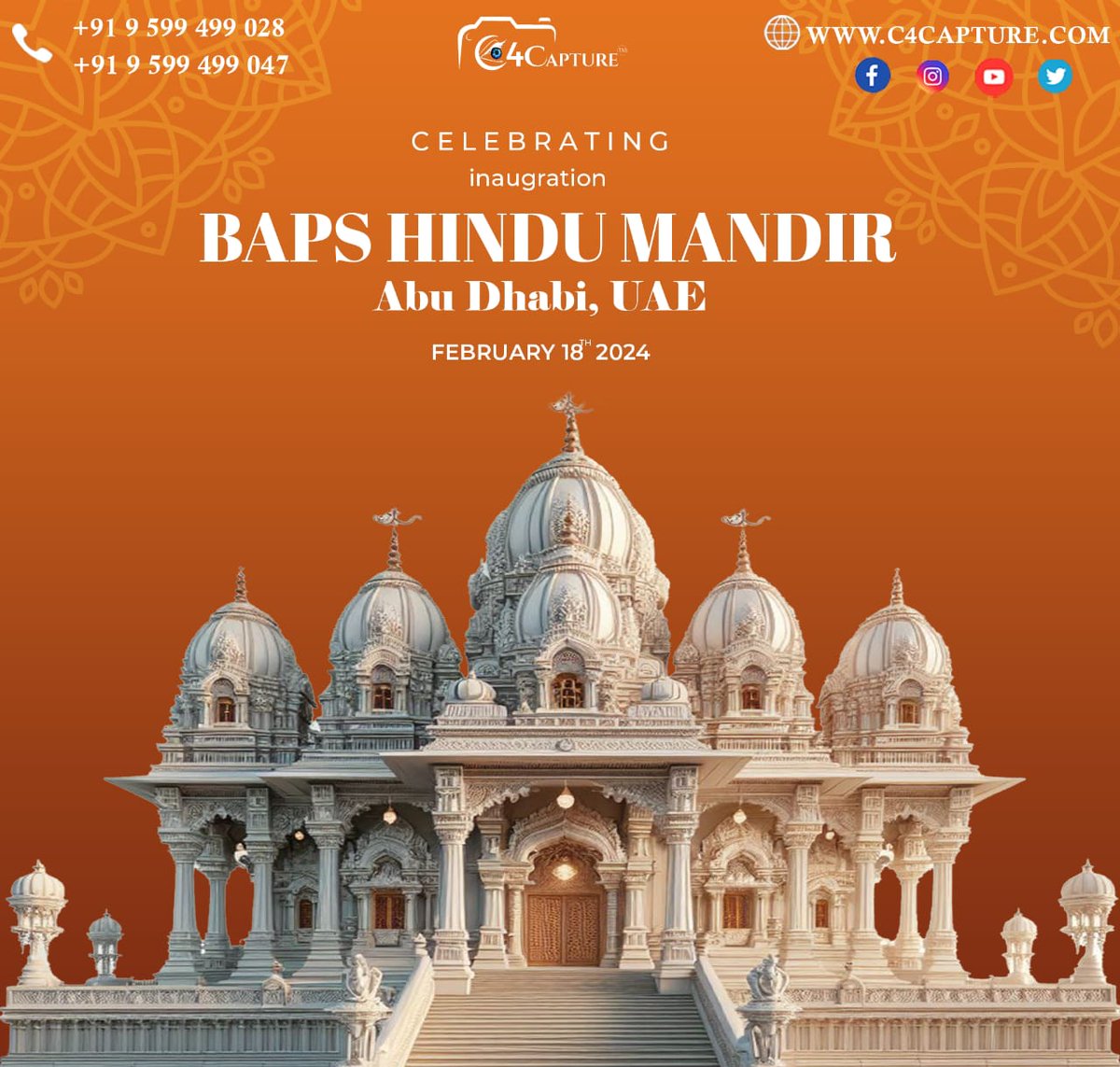 C4Capture's tweet photo. "Embracing the divine moment as BAPS Hindu Mandir .
.
Email-capture4create@gmail.com
https://t.co/BQ1vod6Jj7

 #AbuDhabiHinduMandir
 #HarmonyInFaith #UnityInDiversity"#narendramodi #indiauaefriendship  #sjaishankar #hindu #abudhabihindumandir https://t.co/r9cNBwrcCV