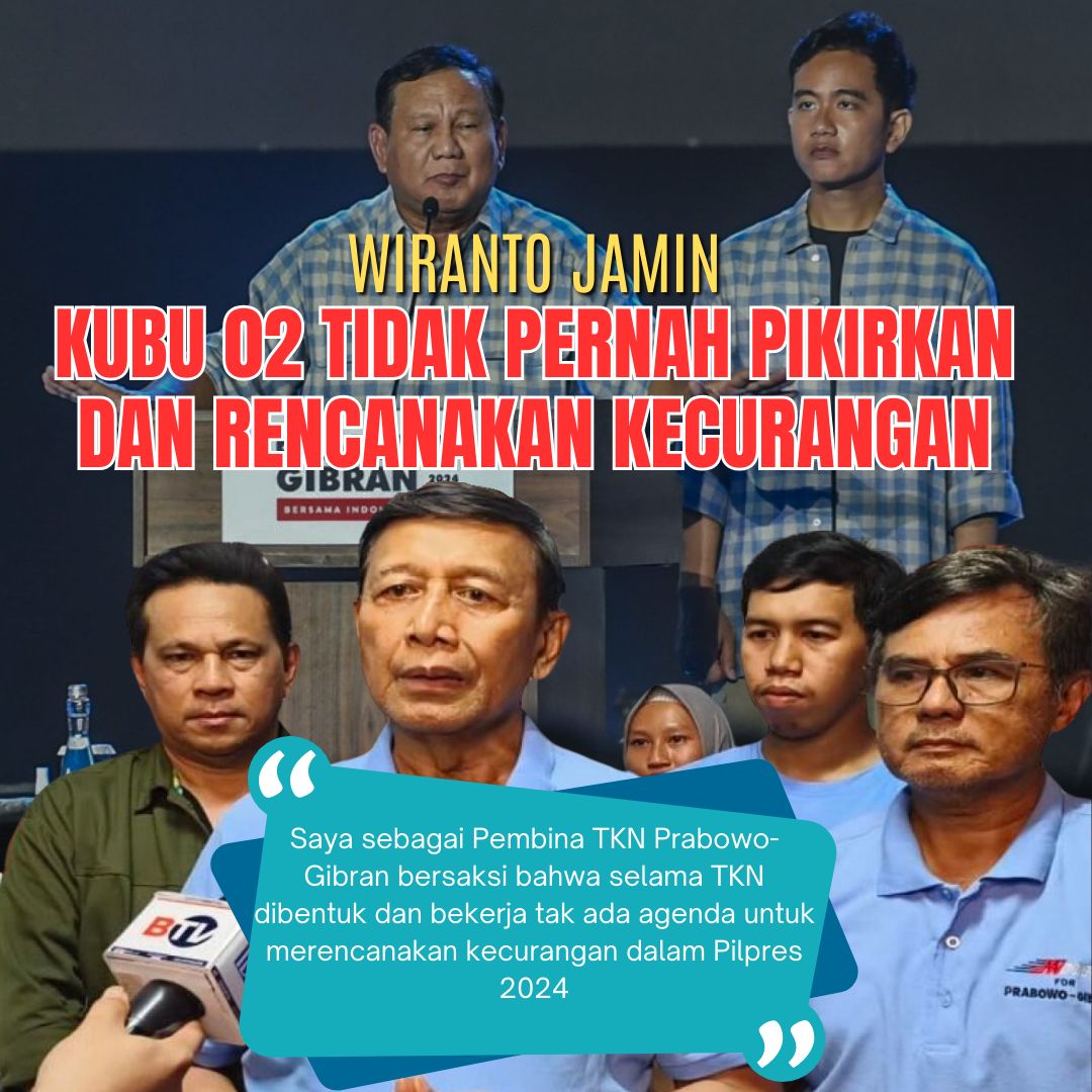 putrilalak's tweet photo. Pembina Tim Kampanye Nasional (TKN) Prabowo-Gibran, Jenderal TNI (Purn) Wiranto menjamin bahwa tidak ada pikiran atau upaya melakukan kecurangan oleh kubu 02.
#PemiluAmanObyektif
https://t.co/c2sjc3EebE https://t.co/5qttrQ9bqL