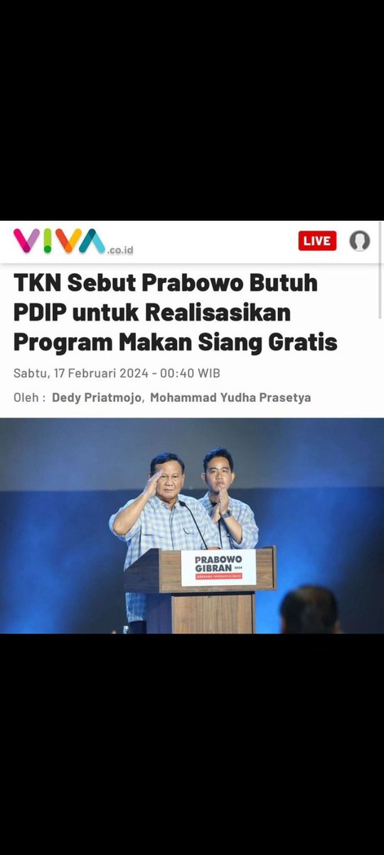 Pernyataan yang kontradiksi, justru program mak-si gratis itu yang dilawan oleh PDIP, kalo mau ya wujudkan programnya PDIP...
Terbukti mereka tdk bisa mewujudkan program mak-si gratis pada tahun pertama mereka memimpin pemerintahan..