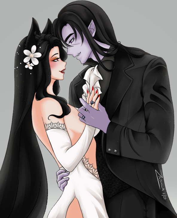 TheBIackKitsune's tweet photo. Repost Art of my fiancé's character Yami and my character Ryu done by the amazing Zathila!

If you want a commission of your own, here is her website: https://t.co/RyrblMVAco 

#GaiaOnline #Ocart #Kitsune #CoupleGoals #Vampire #LoveStory #commissionart #them https://t.co/tspT2vujrB